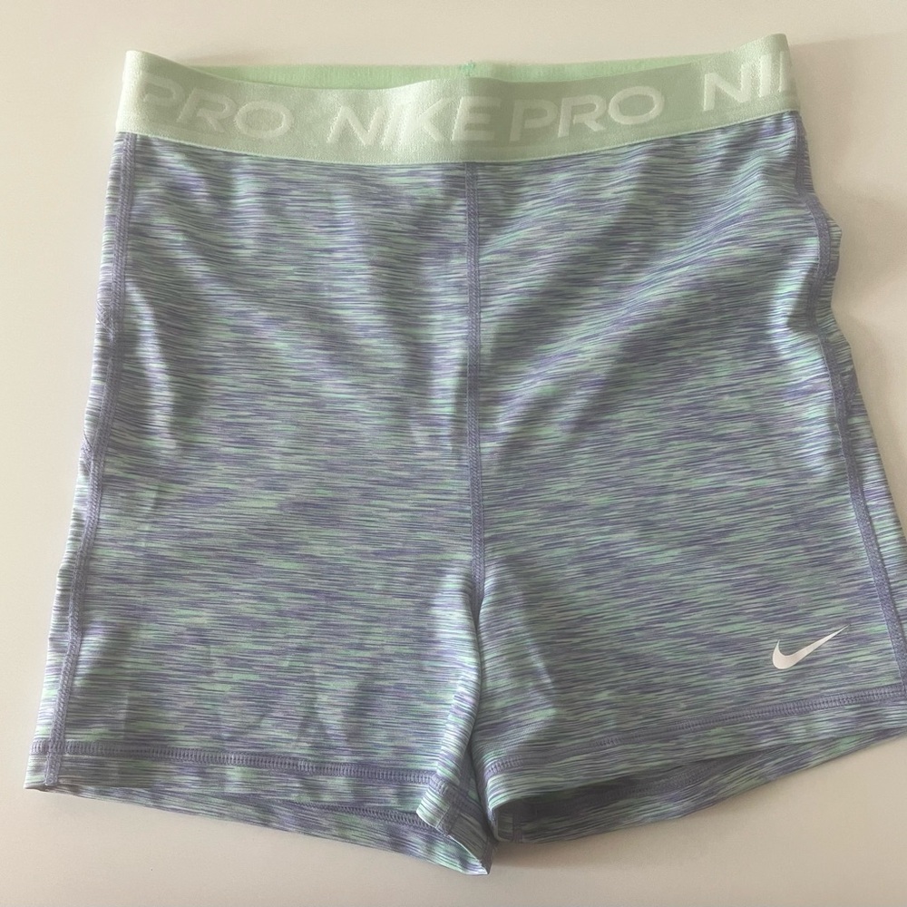 Nike Pro Women's Athletic Shorts - Green and Purple